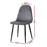 Artiss Dining Chairs Set of 4 Velvet Curved Slope Grey